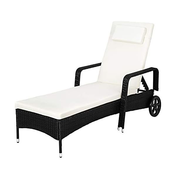 TecTake Rattan day bed sun canopy lounger recliner garden furniture patio terrace