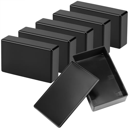 QWORK® 6 piezas caja de derivación de plástico ABS negro, caja de conexiones electrónicas para energía, instrumentos y proyectos portátiles (100x60x25 mm)