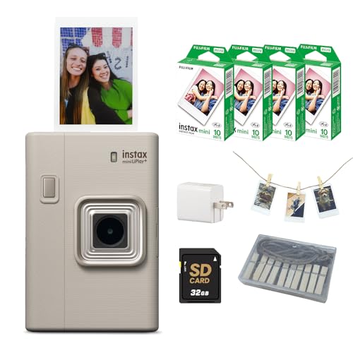 富士フイルム チェキ instax mini LiPlay+ リプレイプラス サンドベージュ フィルム40枚 microSD32GB USBアダプタ ガーランド 付5点セットのサムネイル