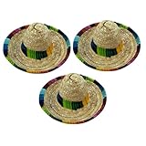 MUELODSIC 3個 ペット用調節可能メキシコ風ストローハット 耐摩耗素材使用 犬猫対応コスチューム帽子 写真撮影 パーティー用