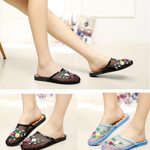 Chinese Mesh Slippers for Women - Summer Floral Hollow Mesh Slippers4