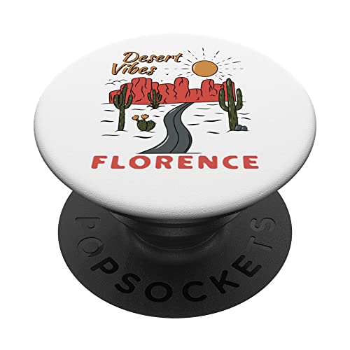 Florence Arizona Desert Vibes Saguaro Cactus PopSockets Swappable PopGrip, Black