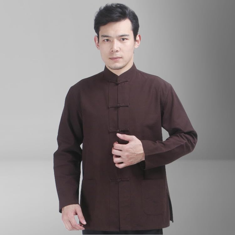 Bata de algodón para hombre con botones de estilo chino Hanfu casual 5