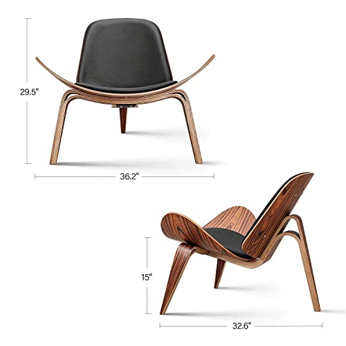 Sillón moderno tipo concha estructura madera miniatura 3