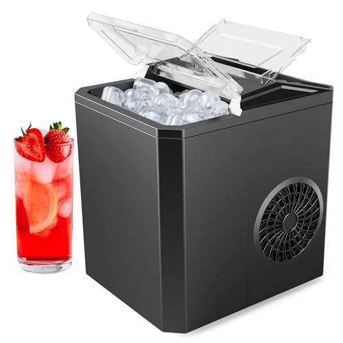 Image of OLIXIS Ice Maker Machine, 26lbs in 24Hrs, 9 Ice Cubes in 6 Mins,Auto-Cleaning Portable Ice Maker with Basket and Scoop, Countertop Ice Maker for Home /Kitchen /Camping /RV, Simple Black