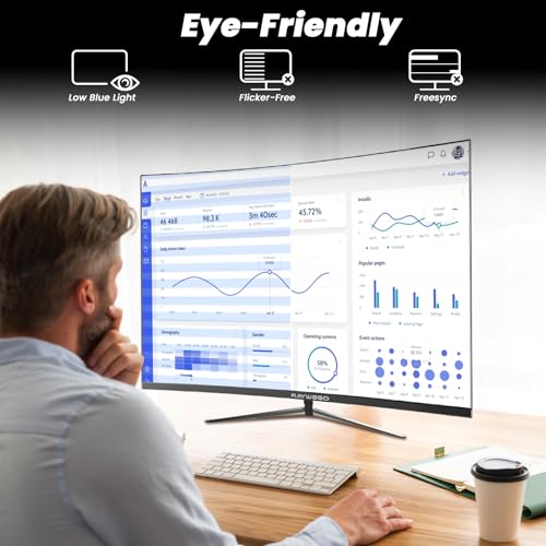 Image of 27 inch 1800R Curved Monitor 1080p,Borderless Display,4000:1 Contrast Ratio,Computer Monitor with FreeSync & Eye-Care,Tilt Adjustable for Home Office,Eye Comfort(HDMI Cable Included)