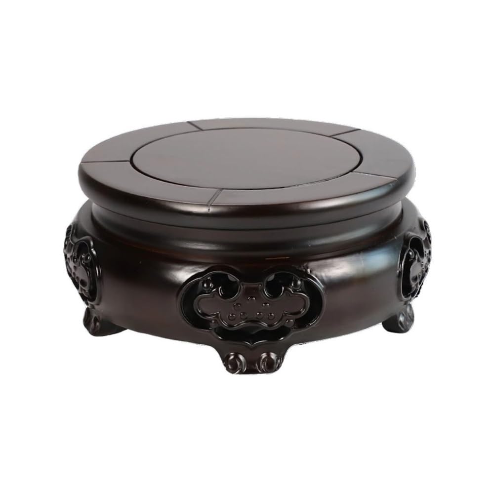 birene Vase Stand Ebony Carving Display Stands Base, Vase Fish Tank Teapot Round Bonsai Pedestal(S)