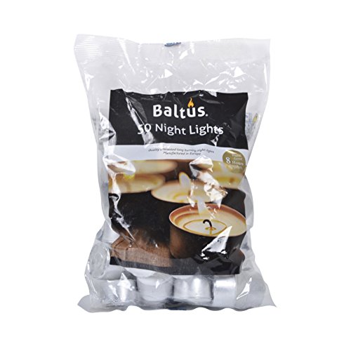 Baltus Paquete de 50 velas de cera sin perfume para noche de 8 horas de combustión Cover