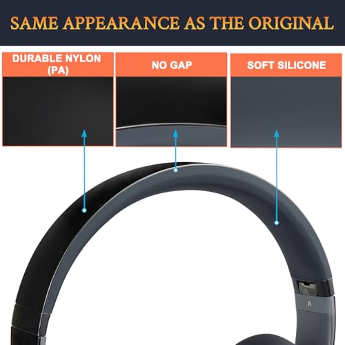 Image of SOULWIT Top+Bottom Headband Cover Kit for Beats Studio 3 & Studio 2 Wired & Wireless Headphones, Replacement Headstrap Pad Repair Part with Durable Silicone and Plastic - Studio2 Bright Black