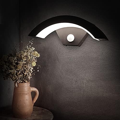 PROZOR LED Curved Wall Light PIR Motion Sensor 18W 3000K Anthracite Outdoor Light IP65 Waterproof Garden Lights Aluminium 25,000 Hours for Patio Terrace Garden Balcony Porch Garage