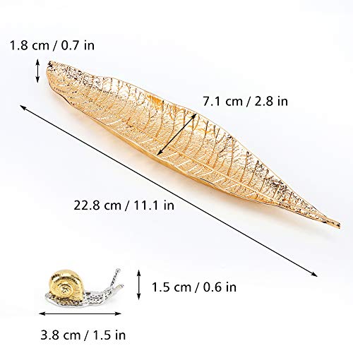 Accmor Incense Holder Set, Leaf And Snail Incense Burner, Incense Ash Catcher, Incense Sticks Holder For Counters, Meditation Room, Yoga, Home, Office, Gold #TOP6