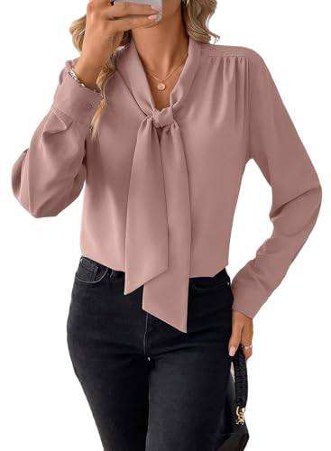 BLENCOT Damen Bluse Langarm Hemdbluse Elegant V-Ausschnitt Casual Tunika...