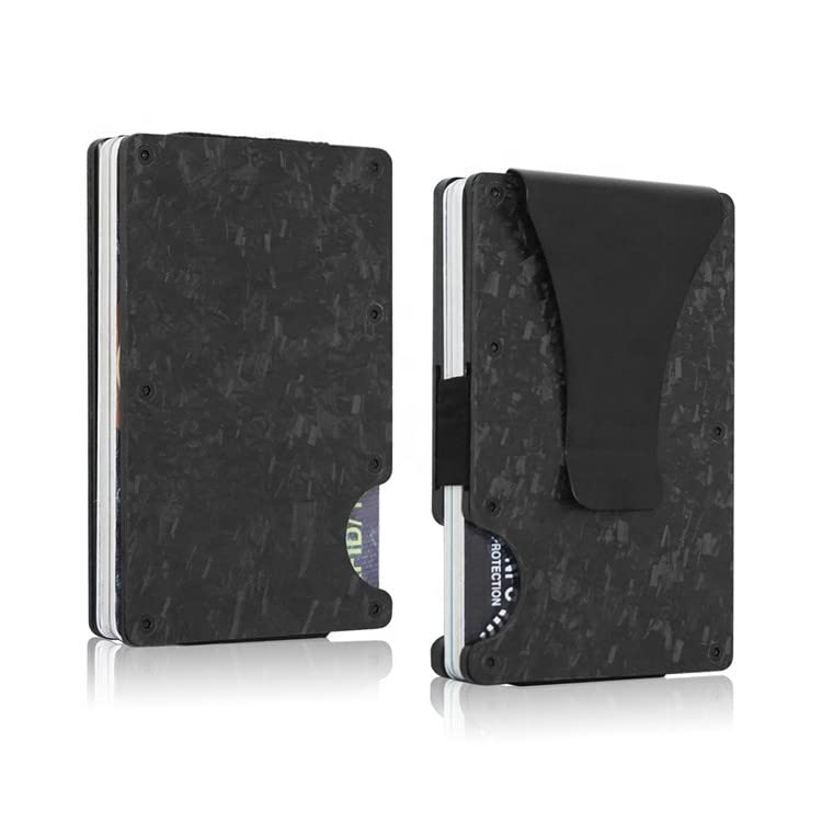 Forged Carbon Fiber RFID Blocking Slim Money Clip Card Holder Metal Men's Wallet with Black Box4