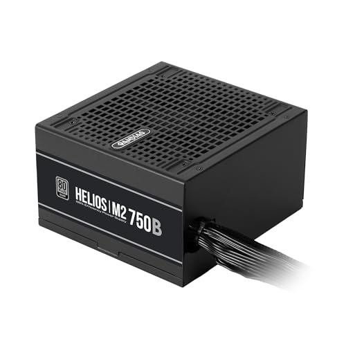GAMDIAS HELIOS M2-750B Low-Noise ATX PC Power Supply, 80 PLUS Silver Non-Modular Computer PSU, ATX 3.1, DC-DC Design, Flat Cables, Black