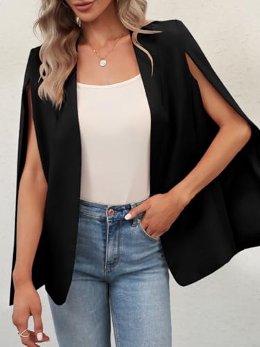 GAMISOTE Womens Cape Blazer Split Sleeve Open Front Casual Jacket Coat Workwear2