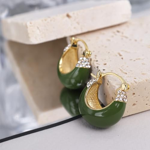 Sonateomber Thick Chunky Huggie Hoop Earrings for Women – Statement Vintage Gold Pated Cubic Zirconia Sensitive Ears Hypoallergenic Stud Jewelry Gift4