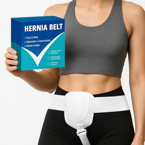 Tovrinala Hernia Belts for Women Inguinal Hernia Belt for Women Inguinal Hernia Support for Left or Right Side Comfortable Adjustable Waist Strap with Removable Compression Pads