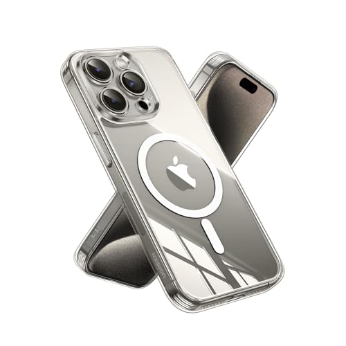 UGREEN Magnetic Case for iPhone 15 Pro Max MagSafe Phone Cover Shockproof Military-Grade Protection Anti-Yellowing Anti-Scratch Full Coverage Strong Magnetism (Clear)