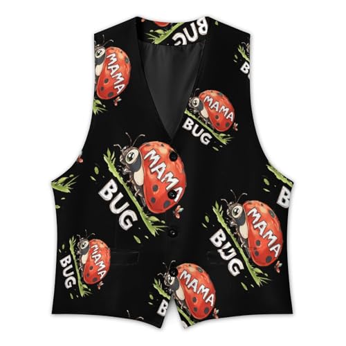 Ladybug Mom Mama Bug Mens Slim Fit Suit Vest Dress Waistcoat Casual Business Vest3