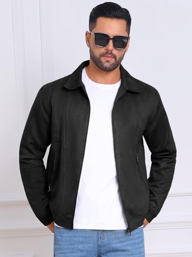 Men's Casual Coat Collared Zipper Outdoor Wear Vintage Suede Jacket4