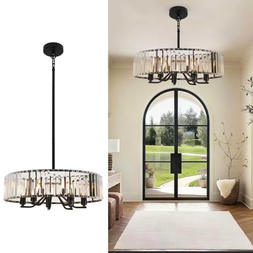 Lustre en cristal noir de prestige, plafonnier rond design pour foyer de luxe