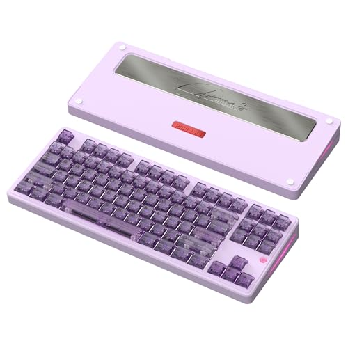 Image of PMOKEY Aurora 80 CNC Full Aluminum Wireless Mechanical Keyboard with VIA /QMK, 8000mah Battery, Tri-Mode Wireless Gaming Keyboard Custom Hot Swappable RGB Backlit for Windows /Mac /PC (Ultra Purple)