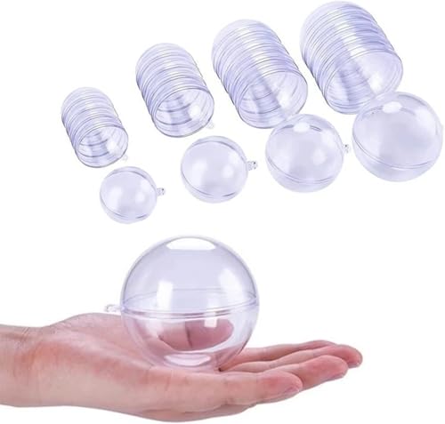 Lot de 40 boules en acrylique transparentes à remplir - 4 tailles - Pour sapin de Noël - En plastique - À suspendre - Convient pour le bricolage, les fêtes...