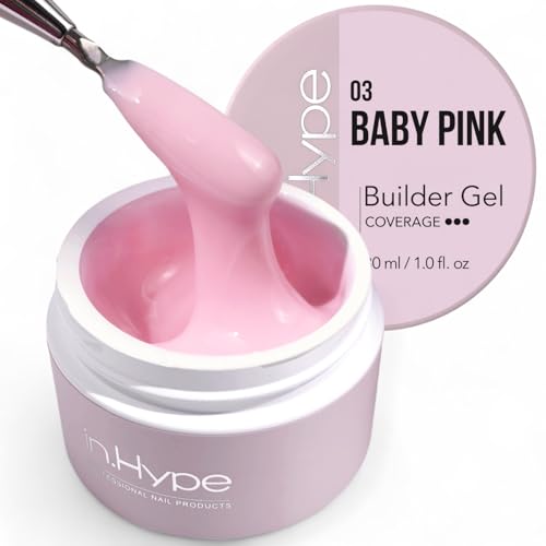 IN.HYPE UV/LED Professional Hard/Builder Gel for Nail Extension/Strengthening/Overlays File Off (Baby Pink #3)