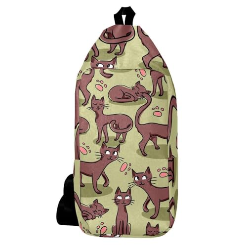 Sac à dos à bandoulière ergonomique 16x36.5x8.4cm à motif chat chatoyant et confortable