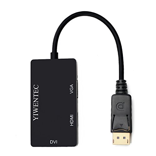YIWENTEC - Adaptador DisplayPort DP1.2 a HDMI/DVI/VGA macho a hembra, compatible con resolución 1080P a través de HDMI HDMI 1080P