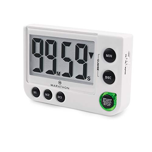 Marathon Large Display Countdown/Up Timer with Blinking Alarm and Adjustable Sound