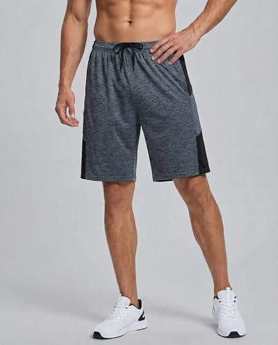 Image of Real Essentials Men's 5 Pack: 9 inch Dry-Fit Shorts - Athletic Gym, Workout, Basketball, Running, Casual Lounge Active Pockets