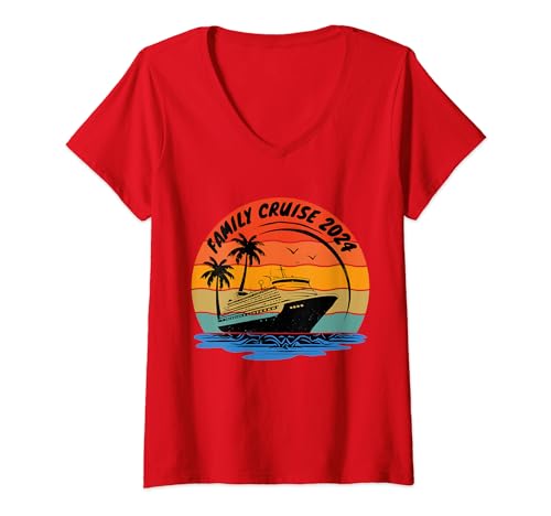 Womens Family Cruise 2024 Matching Family Vacation Cruise Squad V-Neck T-Shirt
