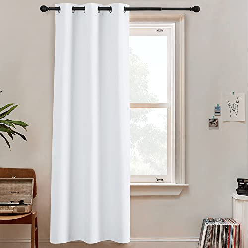 Image of RYB HOME White Curtains 84 inches Long Privacy Room Darkening Energy Saving Wall Partition Screens for Shared Bedroom Living Room Bedroom Kids Nursery, 1 Pc, Pure White, W 60 inch x L 84 inch