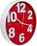 BUVU ZH09755C Reloj de Pared, Rojo, 30 x 30 x 4 cm