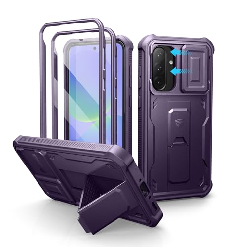 Dexnor pour Coque Samsung Galaxy A36【Double Cadre Avant et Support】 avec CaméRa Coulissante Intégrée & Protecteur d'écran, Coque de Protection Robuste...