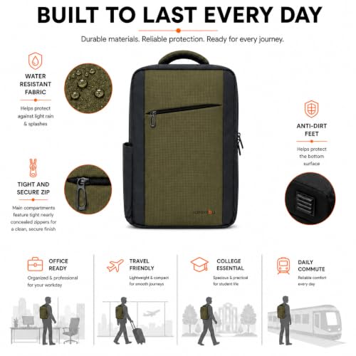 Image of CARAMBA CARRYMATE 26.5L Overnighter Laptop Backpack | Water Resistant Travel Bag with 15.6 inch Padded Laptop Sleeve, Trolley Strap & Dual Compartments for Office, Business, College Men & Women