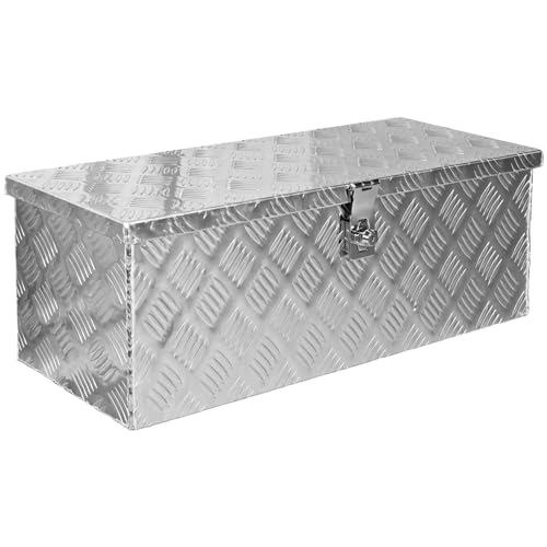 Trucky Truckbox aus Aluminium, Modell D050, 68x31x25 cm, Abschließbar, Robustes Riffelblech, Deichselbox Für Werkstatt, Auto, Hobby Alu Kiste Anhängerbox