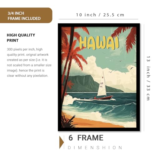 Image of kotart Retro Travel Theme Wall Poster with Frame Modern Art City Vibes Wall Decor Photo Frames - Framed Posters / Paintings Set of 8 (Art 1 Small(10x13 or 10x10 inch) Framed)