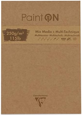 Clairefontaine - Ref 975810C - Paint'ON Multi-Technique Grey Glued Paper Pad (30 Sheets) - A3 Size, 250gsm Heavyweight Paper, Slight Rough Grain, Acid Free, pH Neutral