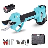 Tijeras de Podar Eléctricas 35mm Profesionales Tijeras de Podar con Baterías 21V 2x 2000Amh Ultraligera SK5 LCD Motor para Viñedos, Olivos, Árboles Frutales Azul