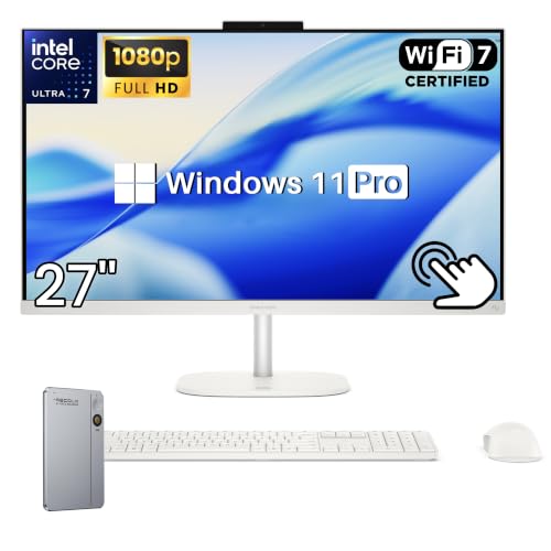 Image of HP OmniStudio 27 FHD All in One Desktop Computer, 64GB DDR5, 2TB SSD, BT 6 | Intel Ultra 7 355(2026), 49 NPU TOPS AI Boost, 27 inch LED Touchscreen, Wi-Fi 7, Win 11 Pro, Wireless KB & Mouse, w / AI Recorder