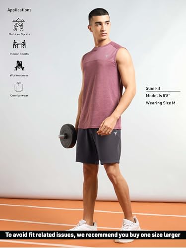 Image of TECHNOSPORT Men Solid Slim Fit Sports Shorts TS Flexi Polyester Mid Rise Drawstring Shorts Pant for Men Pockets Gym Workout Running Joggers Casual Quick Dry