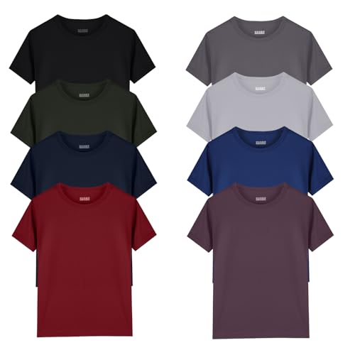 8 Pack Boys Kids Youth Mesh Athletic Quick Dry T Shirts Short Sleeve Moisture Wicking Tee Shirts Active Tops (Age 4-18)