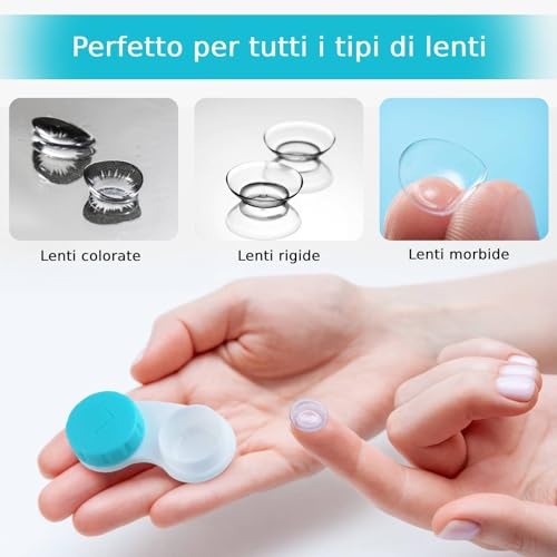 Contenitore Lenti a Contatto, Portalenti per Lenti a Contatto 6 pezzi, Custodia Portatile per Occhiali a Prova di Perdite, Accessori Colorati per Lenti a Contatto per Viaggi Quotidiani e Lavoro