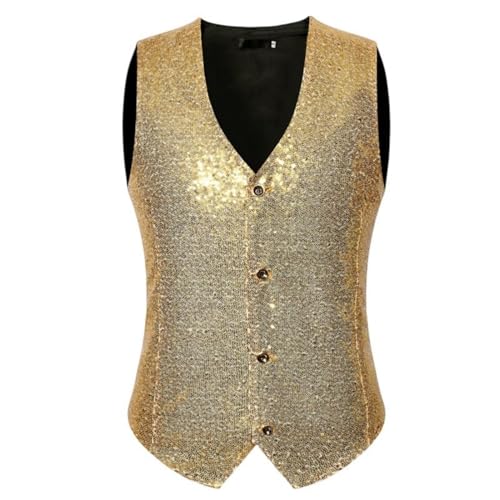 Chaleco de lentejuelas con cuello en V corte holgado y forro suave de fiesta