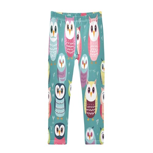 Toddler Girls Leggings Printed Yoga Pants Leggings Green Red Owl for Kids