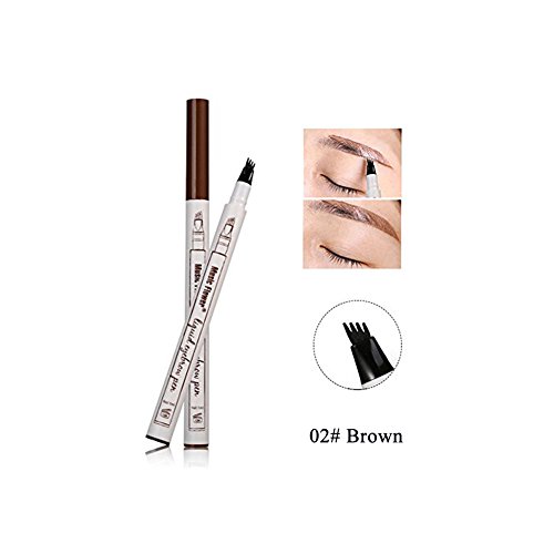 Waterproof Eyebrow Pen, WeChip Semi Permanent Eyebrow Gel Fast Dry Waterproof Anti-sweat Long Lasting Double-ended Pen Eye Makeup (Dark Gray-3)