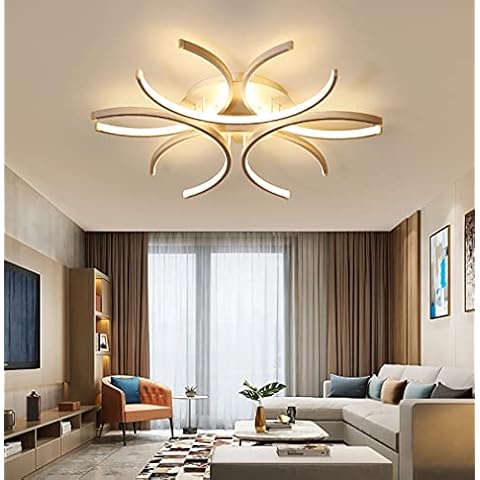 Chandelier Dimmable LED Lamp ,with Remote Control Dining Table Lamp Dining Room Lamp,Modern Minimalist White Painted Metal Frame Design Living Room Chandelier Bedroom Ceiling Lighting (60) Cover