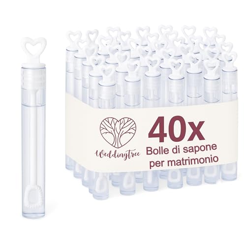 WeddingTree 40 Bolle di Sapone per Matrimonio - Flaconcini con